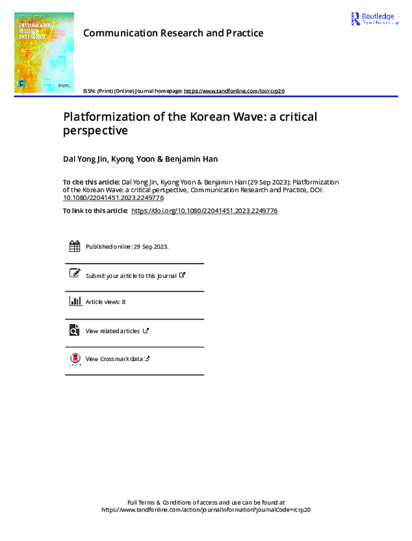 (PDF) Platformization of the Korean Wave: A Critical Perspective