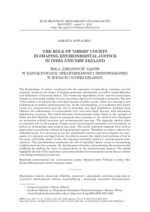 (PDF) The Role of ‘Green’ Courts in Shaping Environmental Justice in ...