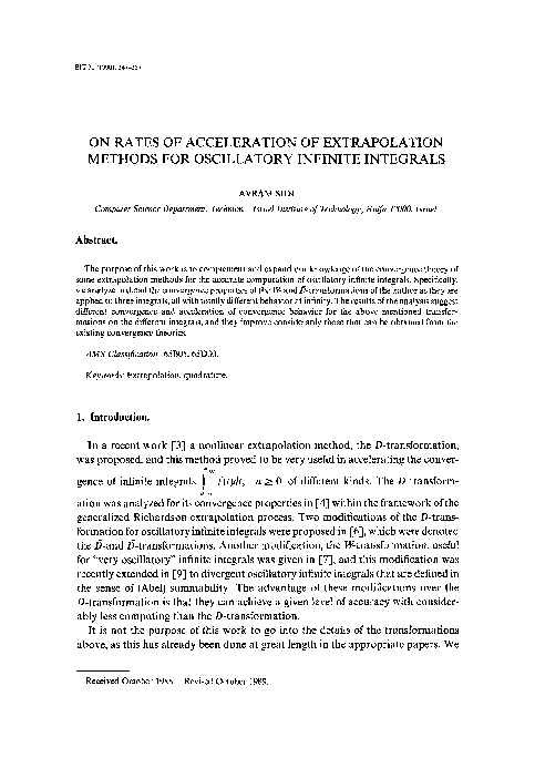 (PDF) On rates of acceleration of extrapolation methods for oscillatory ...