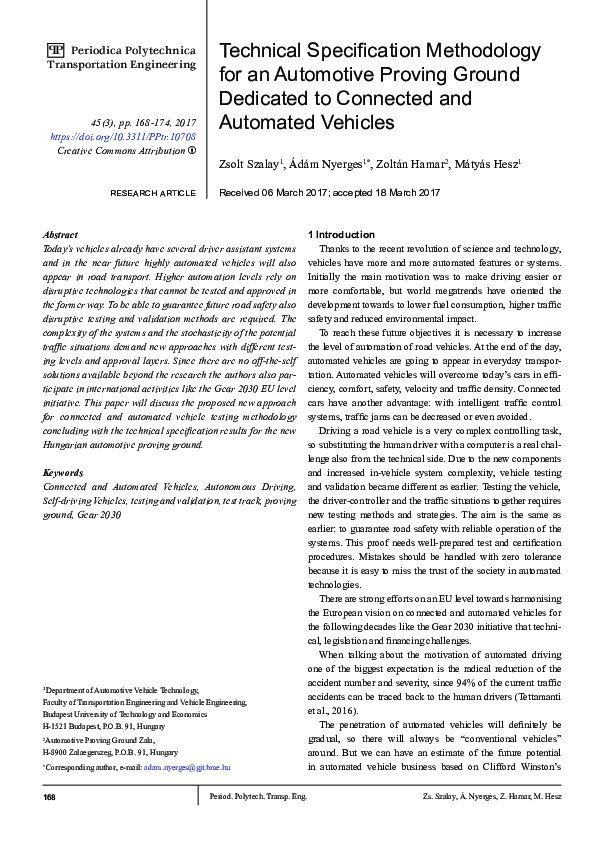 (PDF) Technical Specification Methodology for an Automotive Proving ...