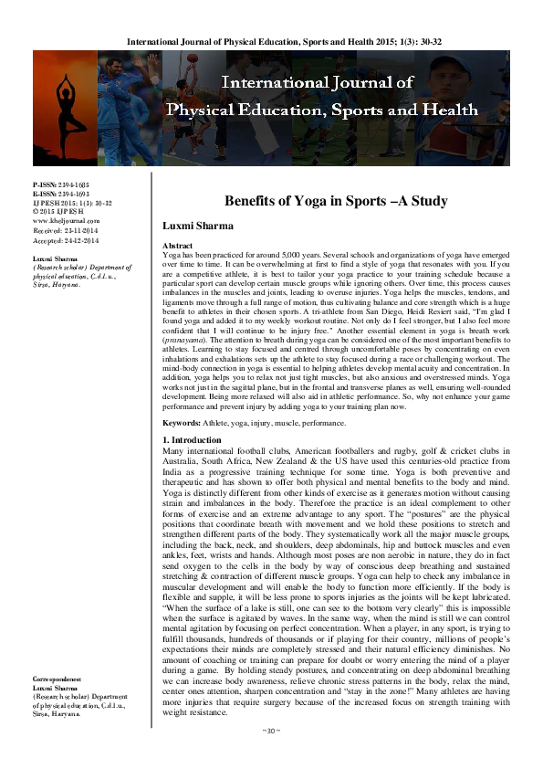 (PDF) Benefits of Yoga in Sports –A Study
