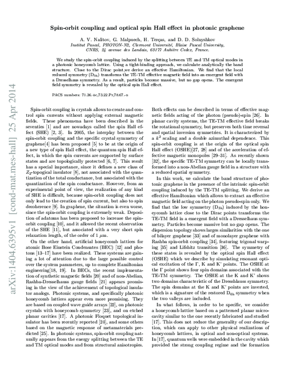 (PDF) Spin-Orbit Coupling and the Optical Spin Hall Effect in Photonic ...