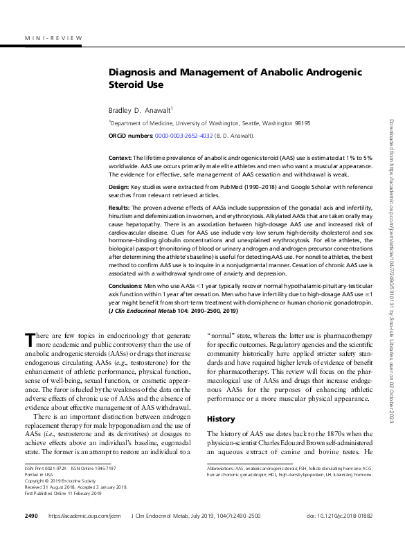 (PDF) Diagnosis and Management of Anabolic Androgenic Steroid Use