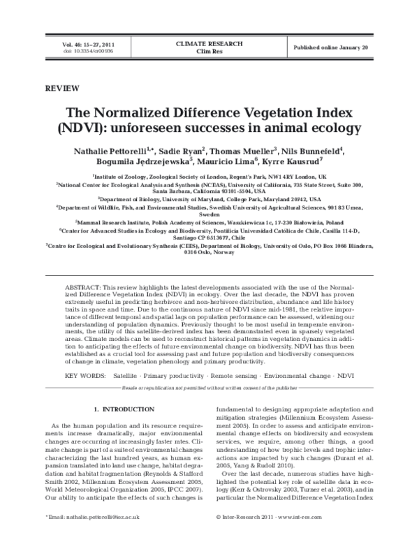 (PDF) The Normalized Difference Vegetation Index (NDVI): unforeseen ...