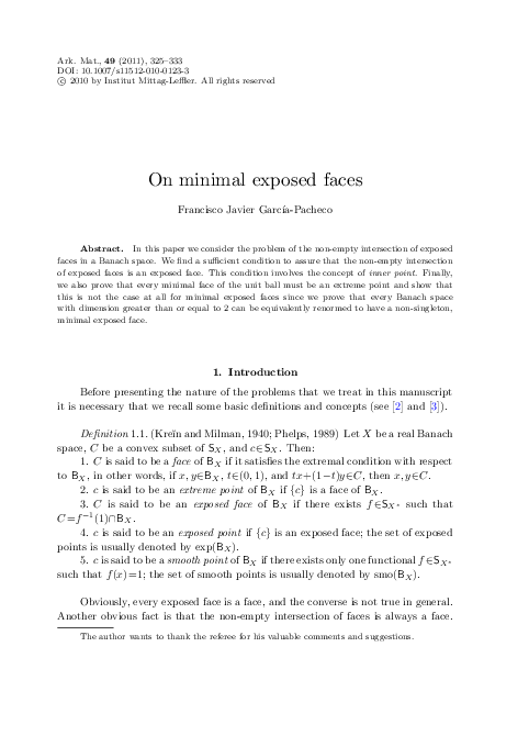 (PDF) On minimal exposed faces