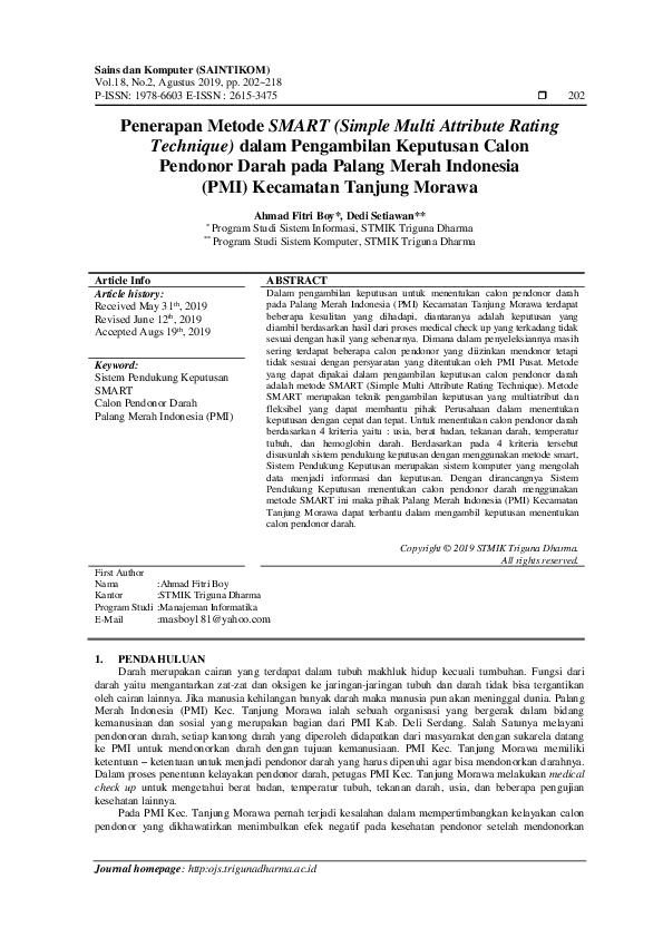 (PDF) Penerapan Metode SMART (Simple Multi Attribute Rating Technique ...