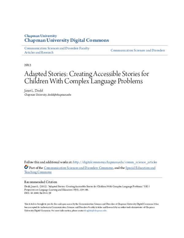 (PDF) Adapted Stories: Creating Accessible Stories for Children With ...