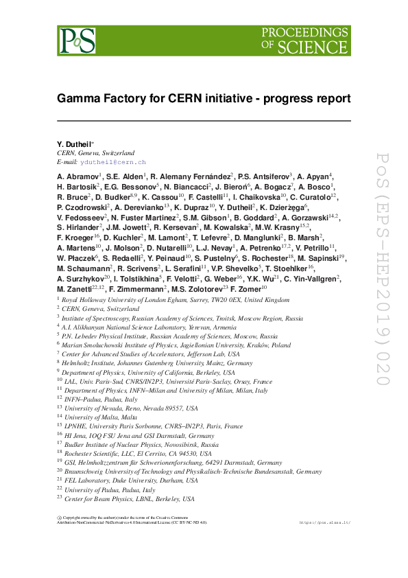 (PDF) Gamma Factory for CERN initiative - progress report