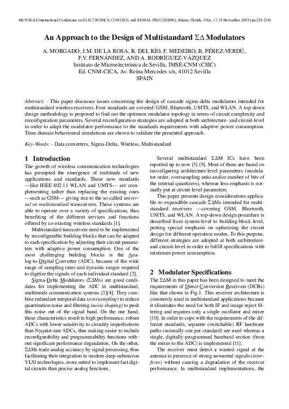 (PDF) An approach to the design of multistandard ΣΔ modulators