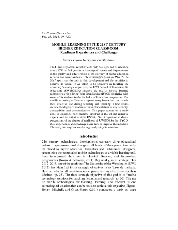 (PDF) Mobile Learning in the 21st century higher education classroom ...