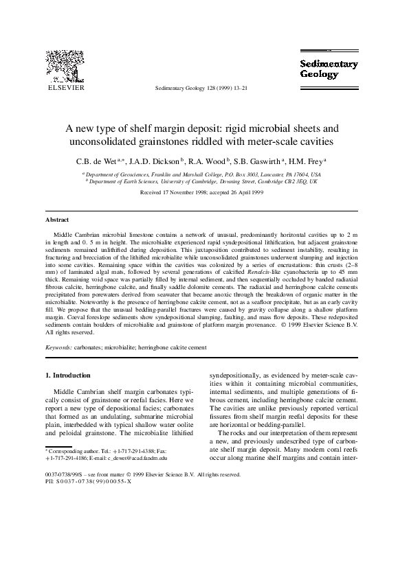(PDF) A new type of shelf margin deposit rigid microbial sheets and