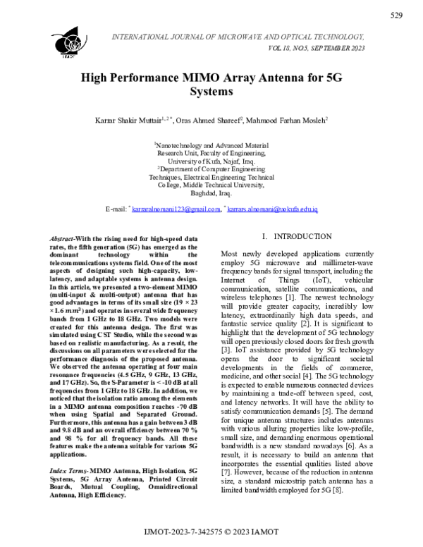 (PDF) High Performance MIMO Array Antenna for 5G Systems