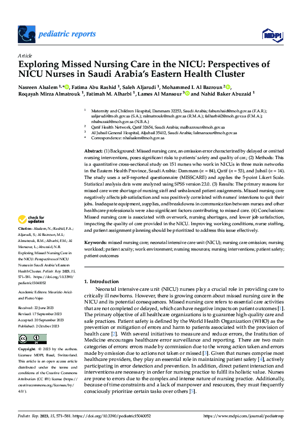 (PDF) Exploring Missed Nursing Care in the NICU: Perspectives of NICU ...