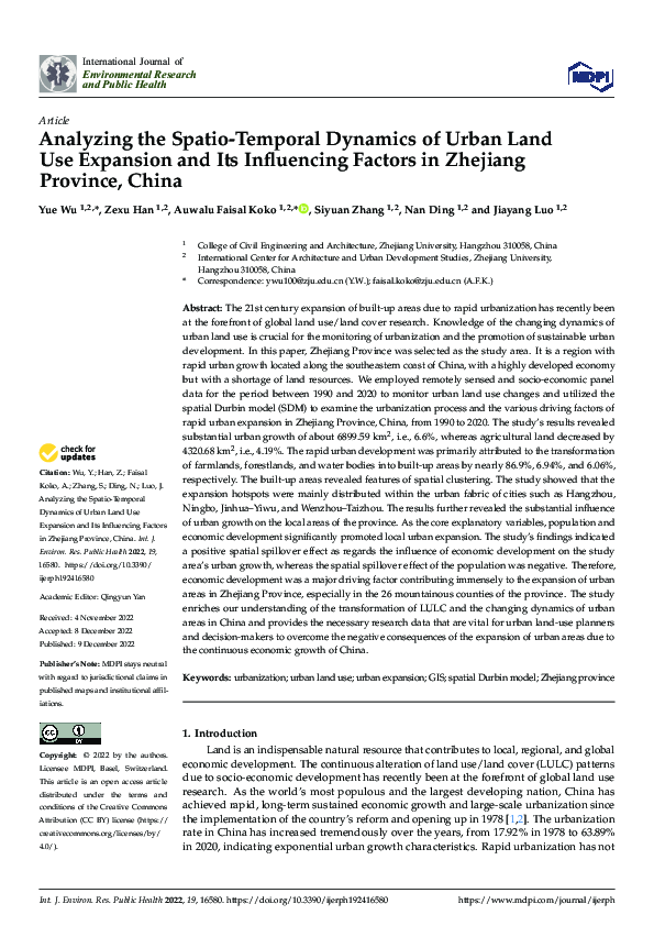 (PDF) Analyzing the Spatio-Temporal Dynamics of Urban Land Use ...