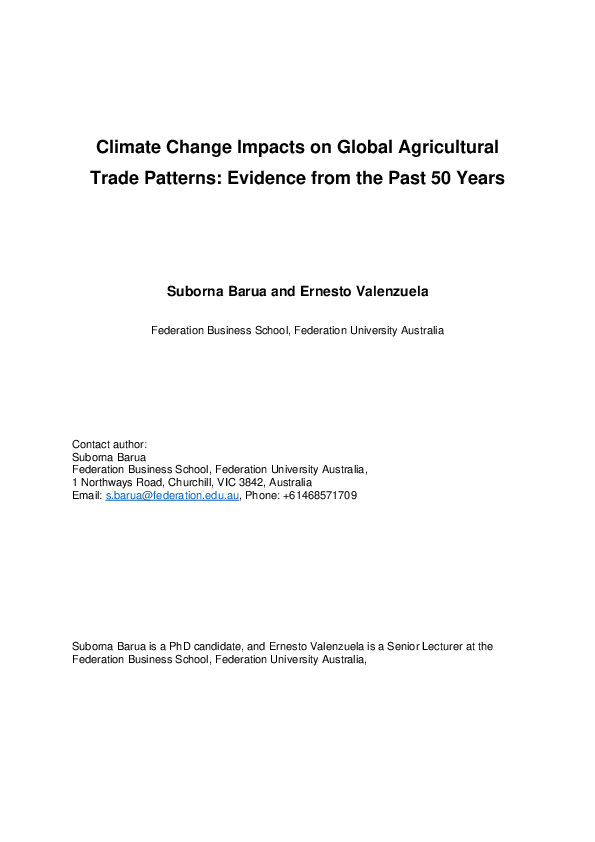 (PDF) Climate Change Impacts on Global Agricultural Trade Patterns ...