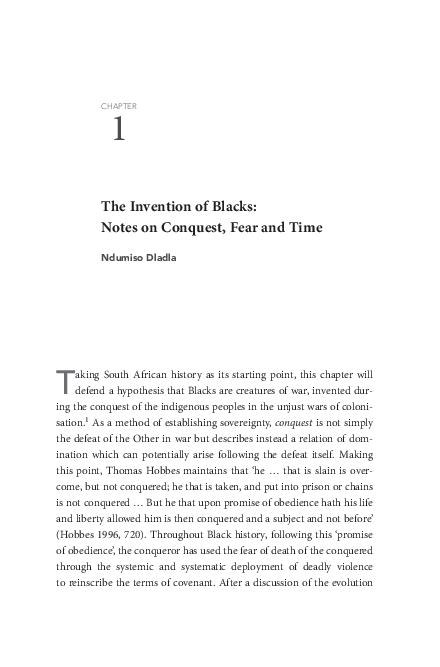 (PDF) The Invention of Blacks: Notes on Conquest, Fear and Time