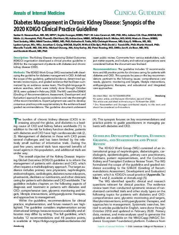 (PDF) Diabetes Management in Chronic Kidney Disease: Synopsis of the ...