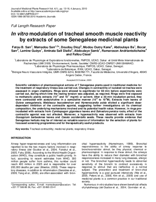 (PDF) In vitro modulation of tracheal smooth muscle reactivity by ...