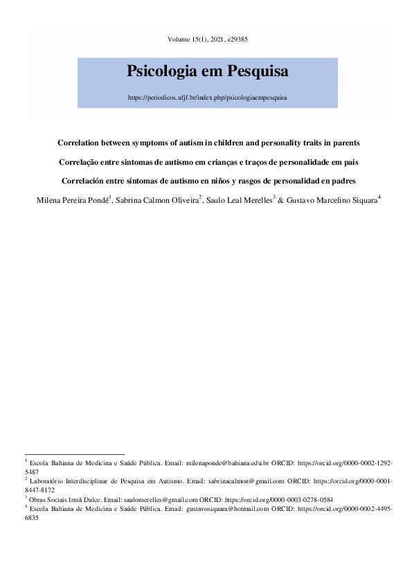 (PDF) Correlation between personality traits in parents and symptoms of ...
