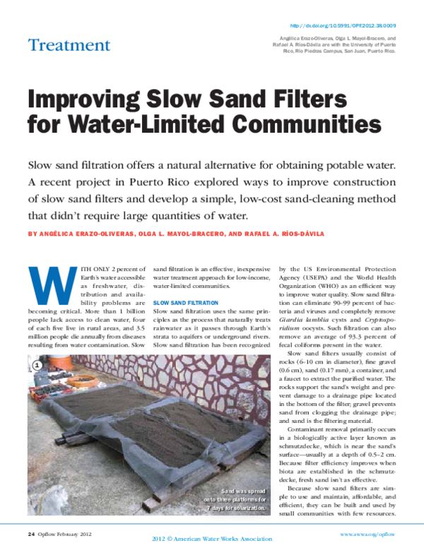 (PDF) Improving Slow Sand Filters for Water‐Limited Communities