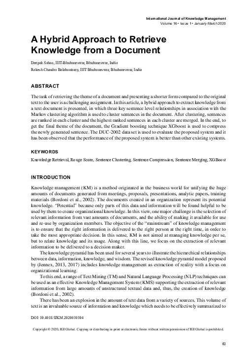 (PDF) A Hybrid Approach to Retrieve Knowledge from a Document