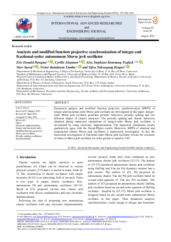 (PDF) Analysis and modified function projective synchronization of ...
