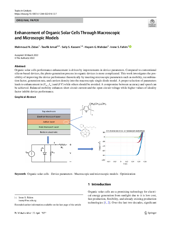 (PDF) Enhancement of Organic Solar Cells Through Macroscopic and ...
