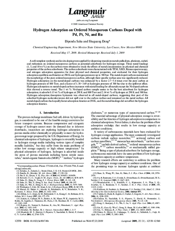 (PDF) Hydrogen Adsorption on Ordered Mesoporous Carbons Doped with Pd ...