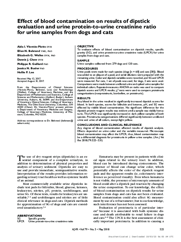 (PDF) Effect of blood contamination on results of dipstick evaluation