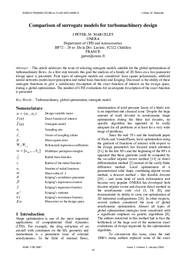 (PDF) Comparison of surrogate models for turbomachinery design