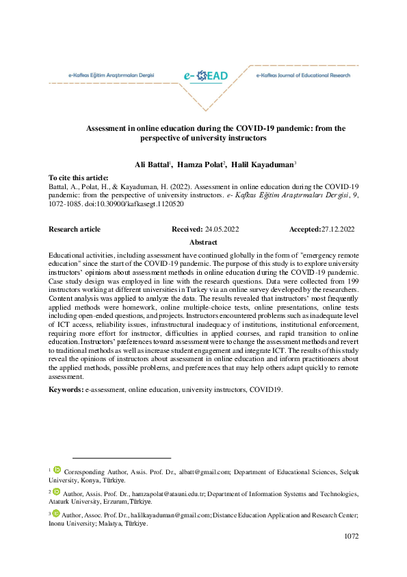 (PDF) Assessment in online education during the COVID-19 pandemic: from ...