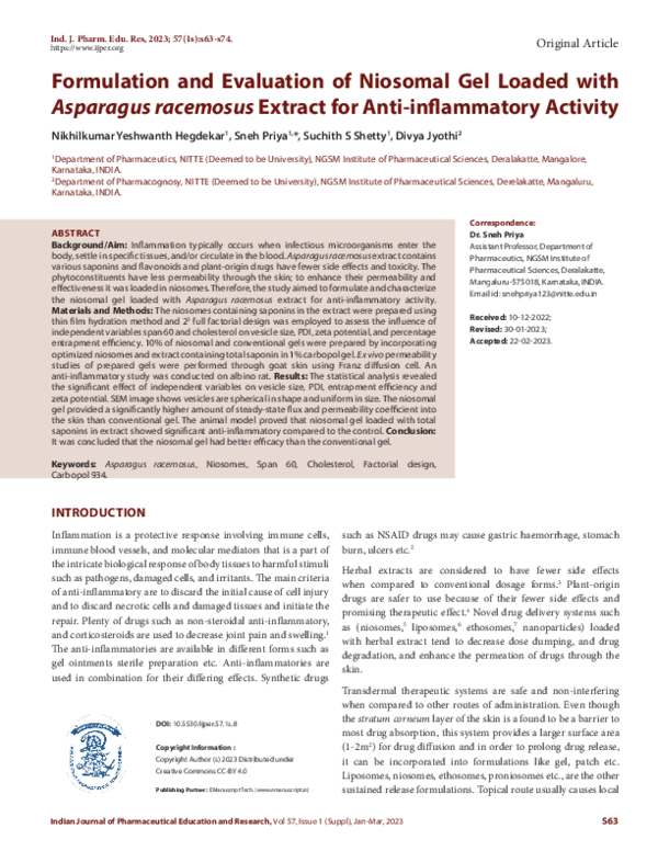 (PDF) Formulation and Evaluation of Niosomal Gel Loaded with Asparagus ...