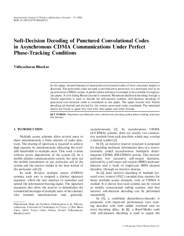 (PDF) Soft-Decision Decoding of Punctured Convolutional Codes in ...