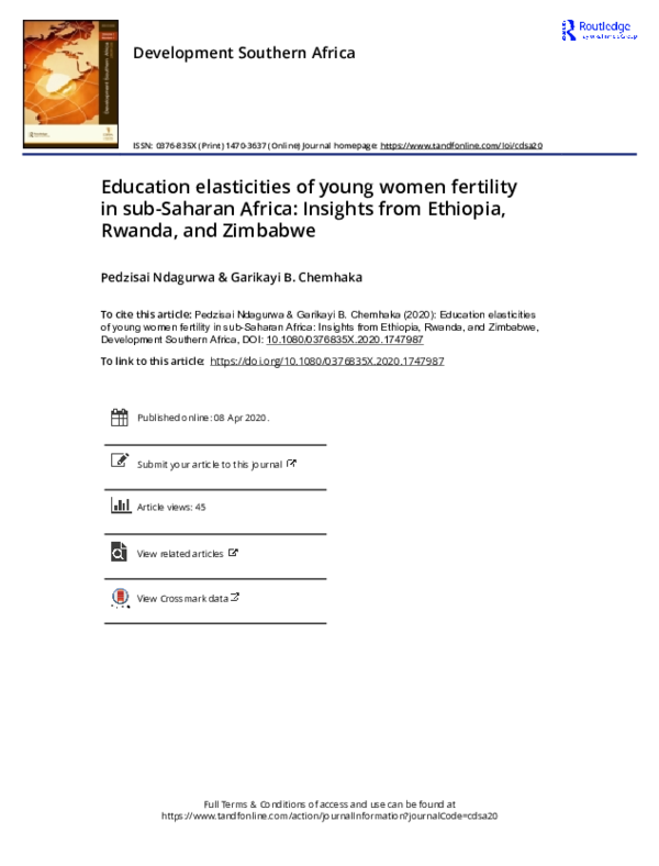 (PDF) Education elasticities of young women fertility in sub-Saharan ...