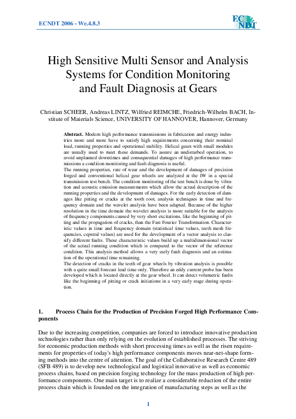 (PDF) High Sensitive Multi Sensor and Analysis Systems for Condition ...