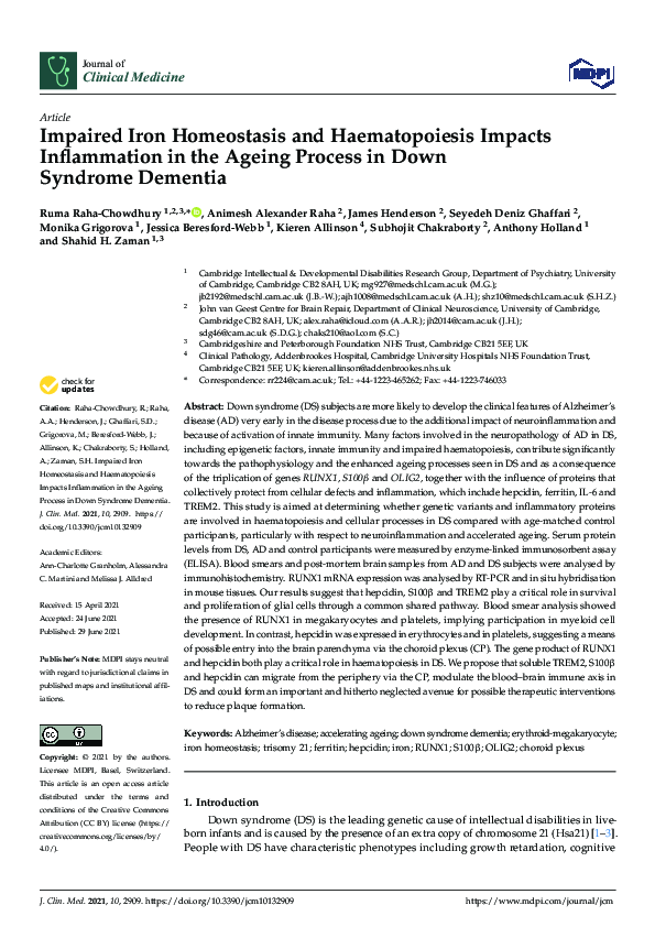 (PDF) Impaired Iron Homeostasis and Haematopoiesis Impacts Inflammation ...