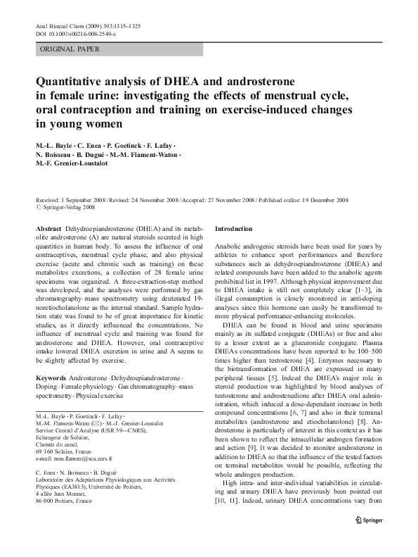 (PDF) Quantitative analysis of DHEA and androsterone in female urine