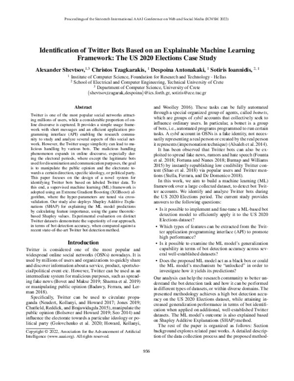 (PDF) Identification of Twitter Bots Based on an Explainable Machine ...