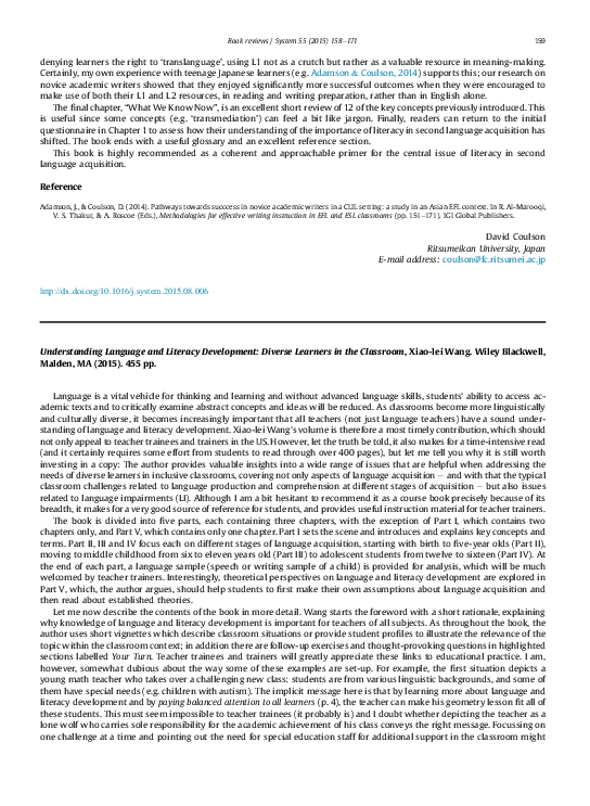 (PDF) Understanding language and literacy development in the early ...