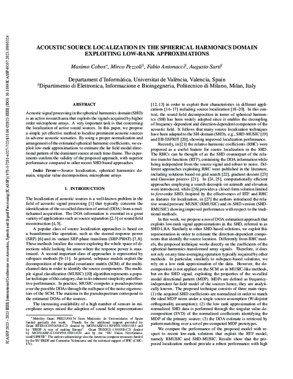 (PDF) Acoustic Source Localization in the Spherical Harmonics Domain ...