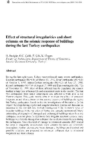 (PDF) Effect Of Structural Irregularities And Short Columns On The ...