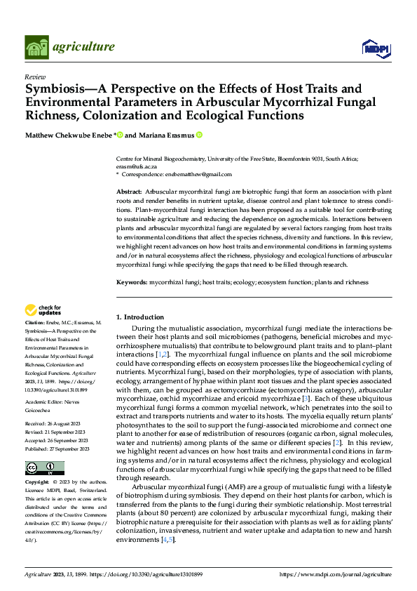 (PDF) Symbiosis-A Perspective on the Effects of Host Traits and ...