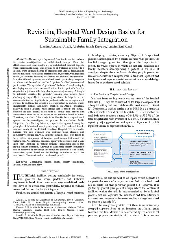 (PDF) Revisiting Hospital Ward Design Basics for Sustainable Family ...