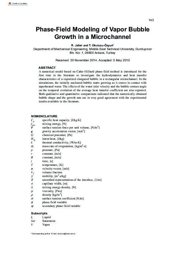 (PDF) Phase-Field Modeling of Vapor Bubble Growth in a Microchannel