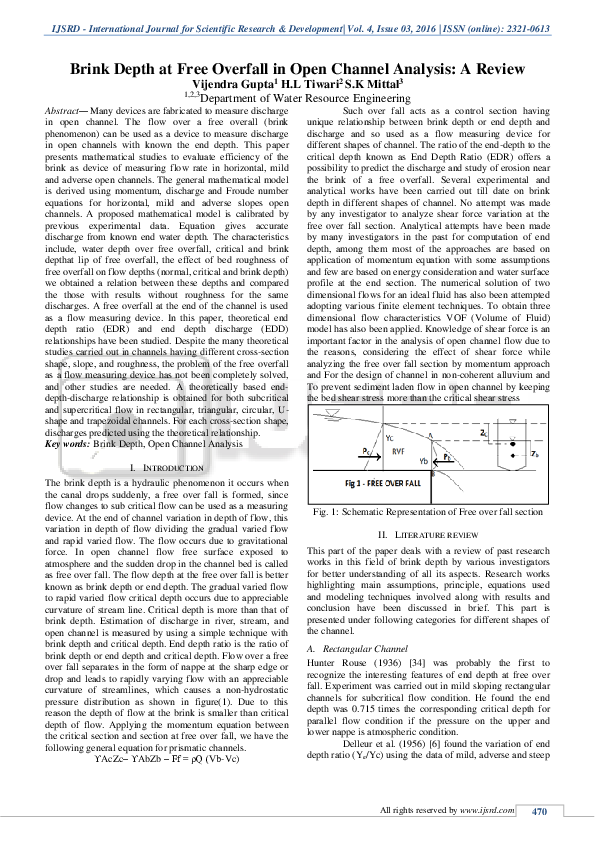 (PDF) Brink Depth At Free Overfall in Open Channel Analysis : A Review