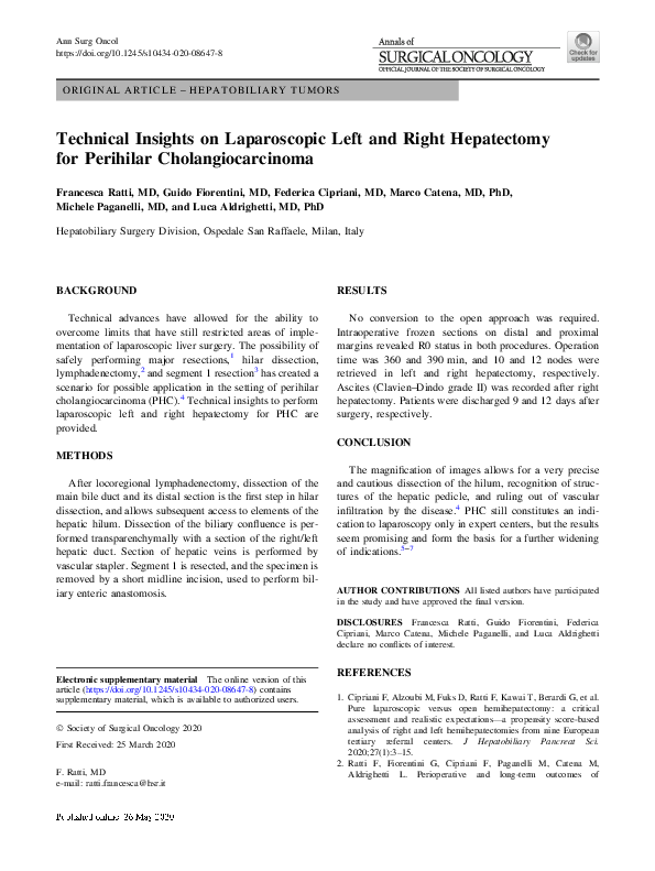 (PDF) Technical Insights on Laparoscopic Left and Right Hepatectomy for ...