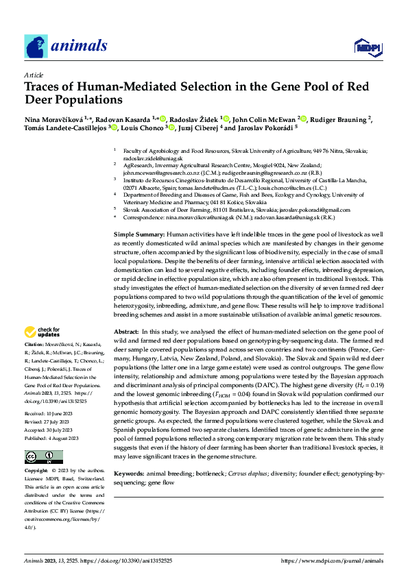 (PDF) Traces of Human-Mediated Selection in the Gene Pool of Red Deer ...