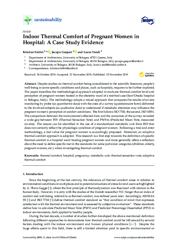 (PDF) Indoor Thermal Comfort of Pregnant Women in Hospital: A Case ...