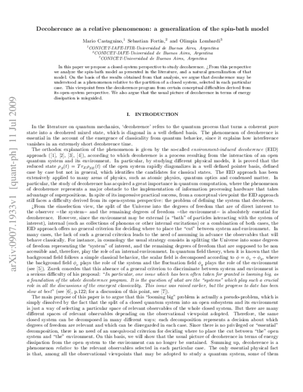 (PDF) Decoherence as a relative phenomenon: a generalization of the ...