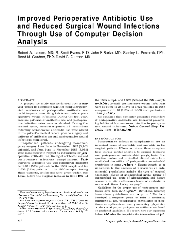 (PDF) Improved Perioperative Antibiotic Use and Reduced Surgical Wound ...